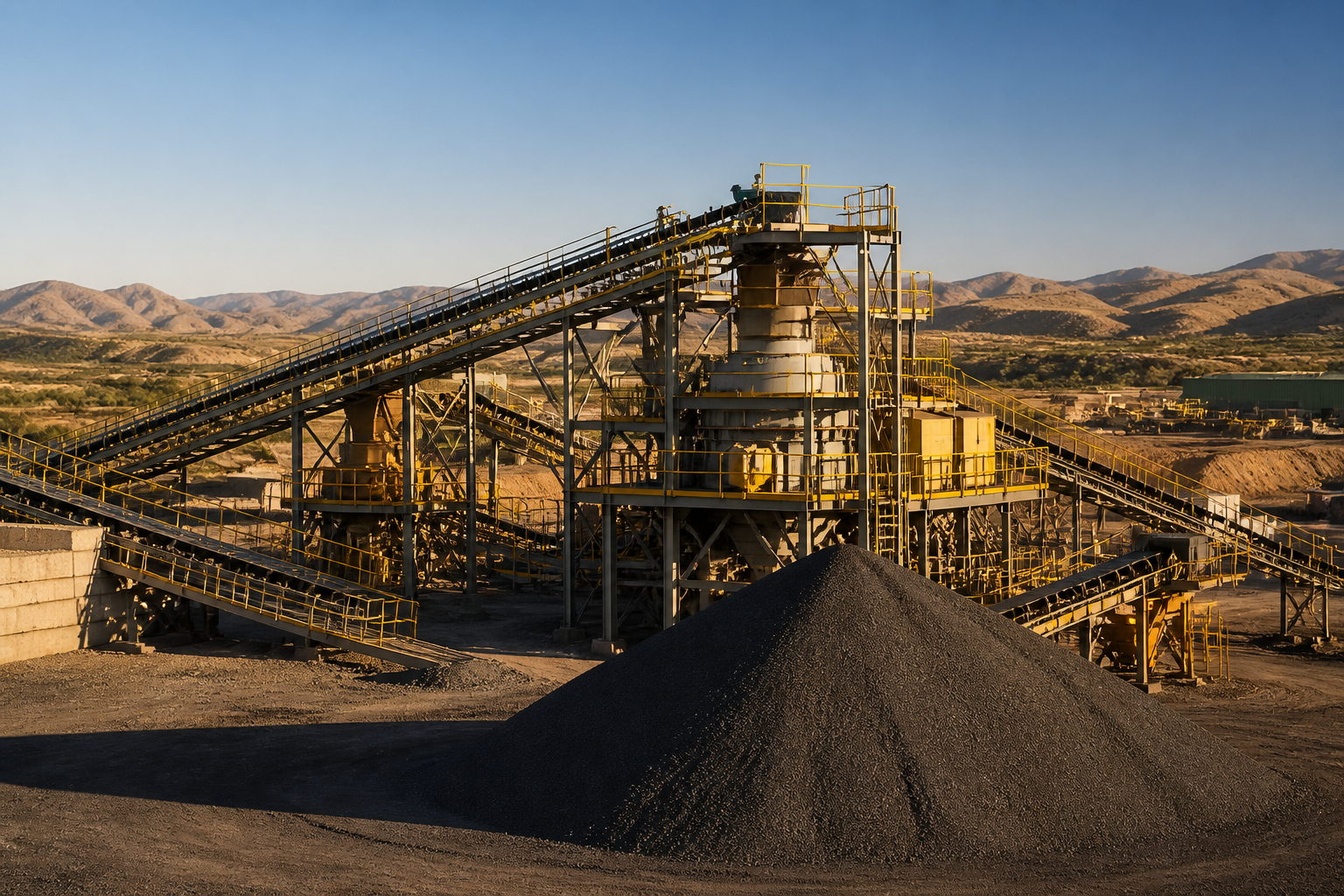 Mineral processing facility in a dry landscape